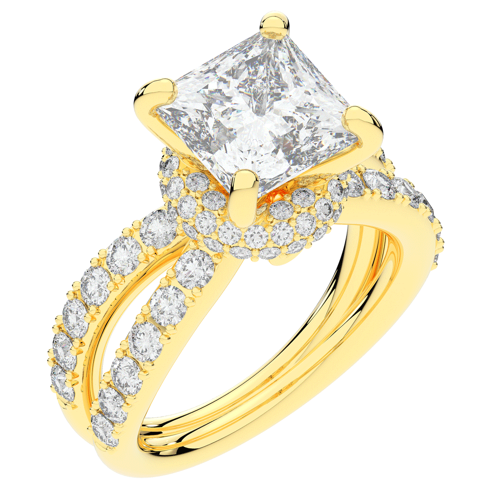 5.25CT.TW PRINCESS LAB DIAMOND ENGAGEMENT RING - Nazarelle