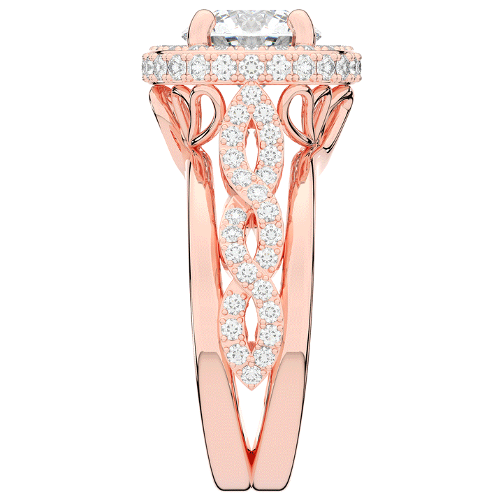 2.85CT.TW ROUND LAB DIAMOND HALO TWO TONE ENGAGEMENT RING - Nazarelle