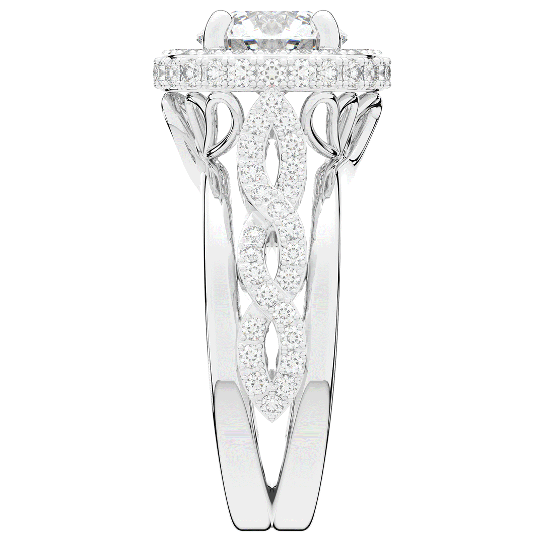 2.85CT.TW ROUND LAB DIAMOND HALO TWO TONE ENGAGEMENT RING - Nazarelle