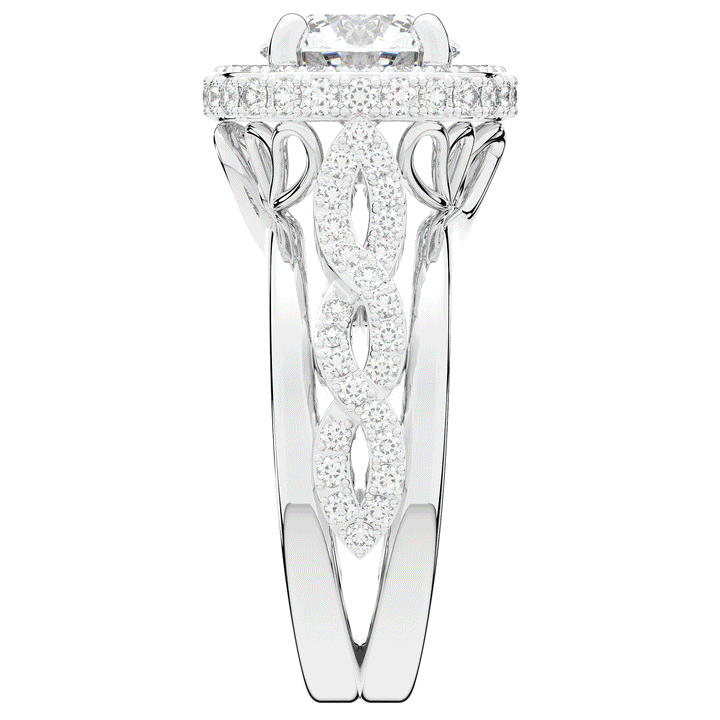 2.85CT.TW ROUND LAB DIAMOND HALO TWO TONE ENGAGEMENT RING - Nazarelle