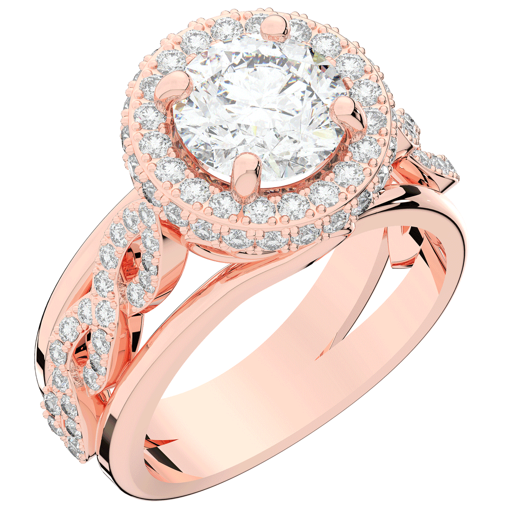 2.85CT.TW ROUND LAB DIAMOND HALO TWO TONE ENGAGEMENT RING - Nazarelle