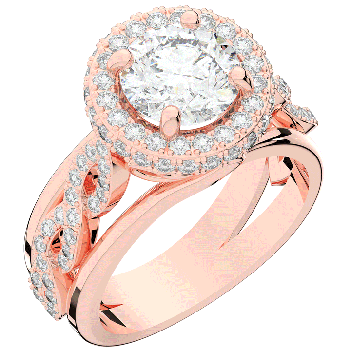 2.85CT.TW ROUND LAB DIAMOND HALO TWO TONE ENGAGEMENT RING - Nazarelle