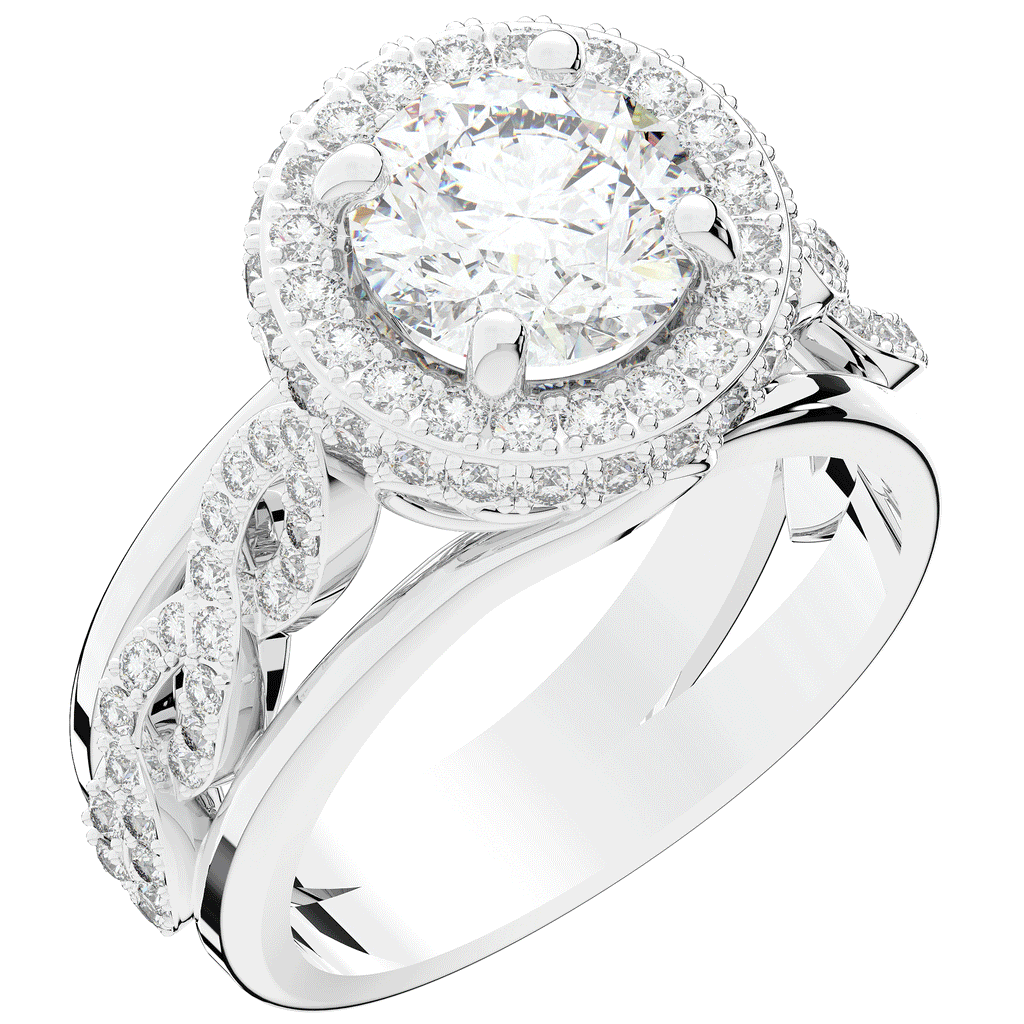 2.85CT.TW ROUND LAB DIAMOND HALO TWO TONE ENGAGEMENT RING - Nazarelle