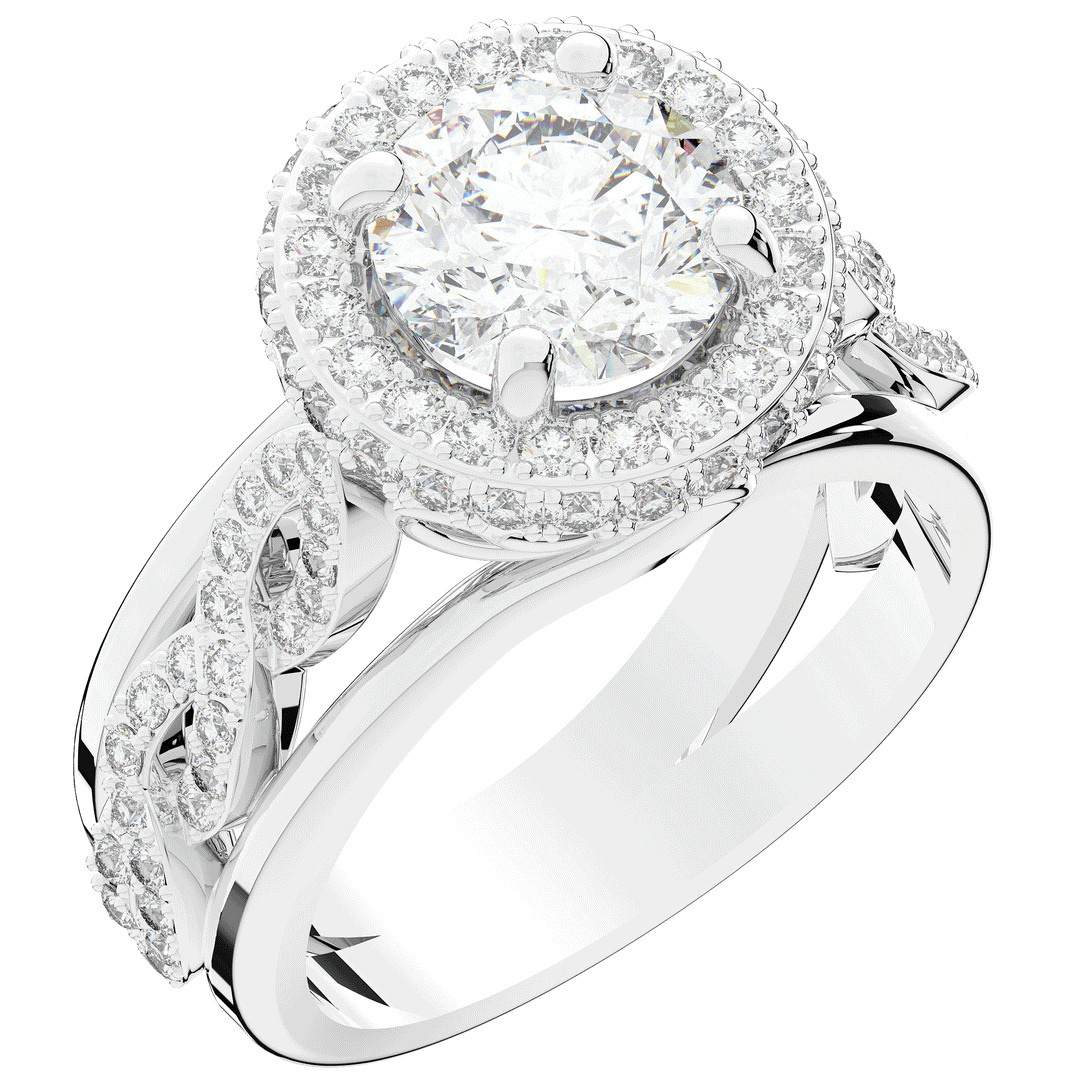 2.85CT.TW ROUND LAB DIAMOND HALO TWO TONE ENGAGEMENT RING - Nazarelle