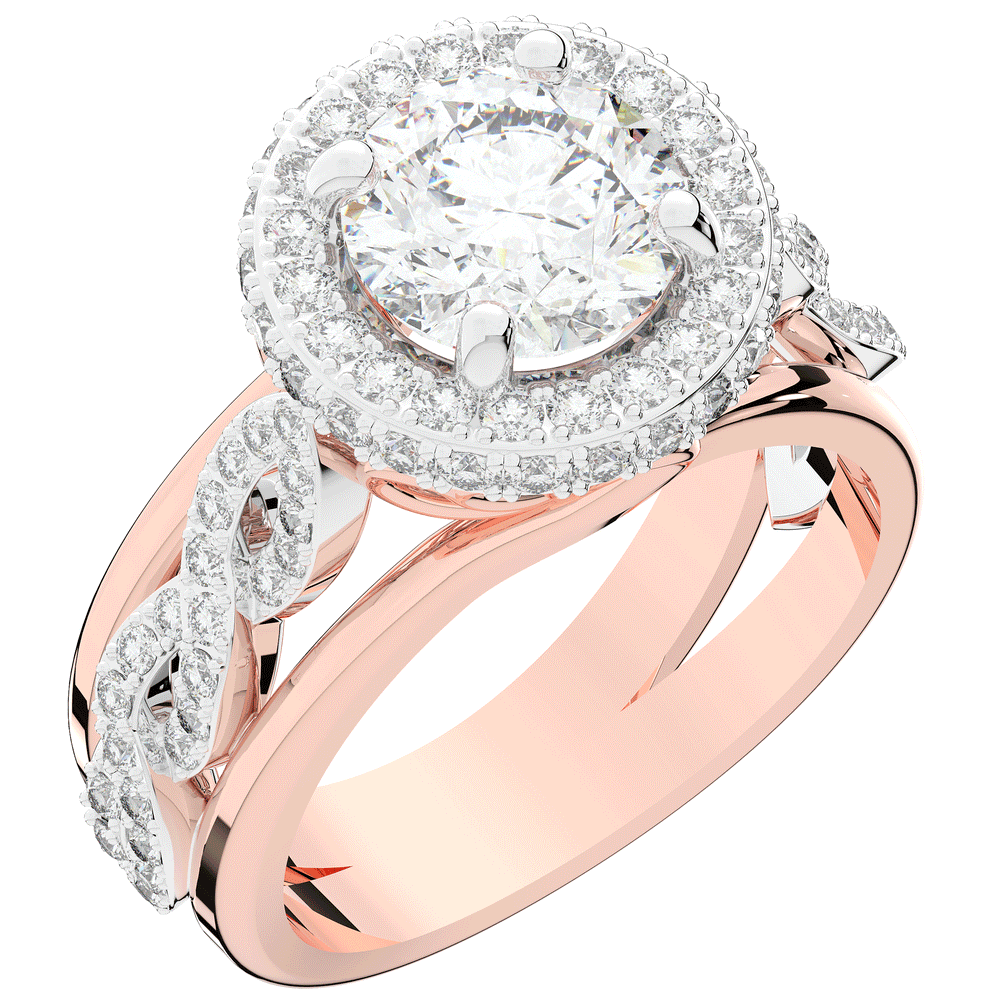 2.85CT.TW ROUND LAB DIAMOND HALO TWO TONE ENGAGEMENT RING - Nazarelle