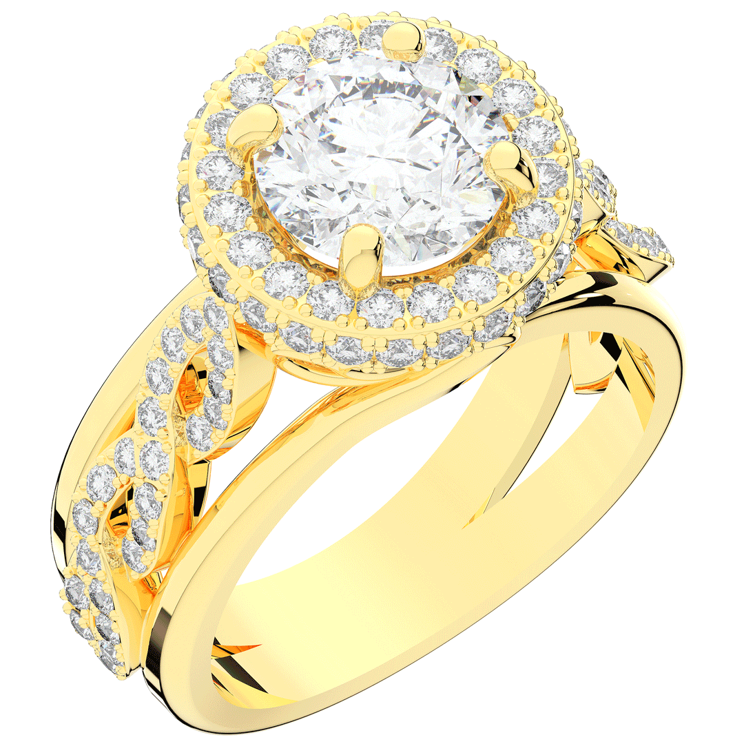 2.85CT.TW ROUND LAB DIAMOND HALO TWO TONE ENGAGEMENT RING - Nazarelle