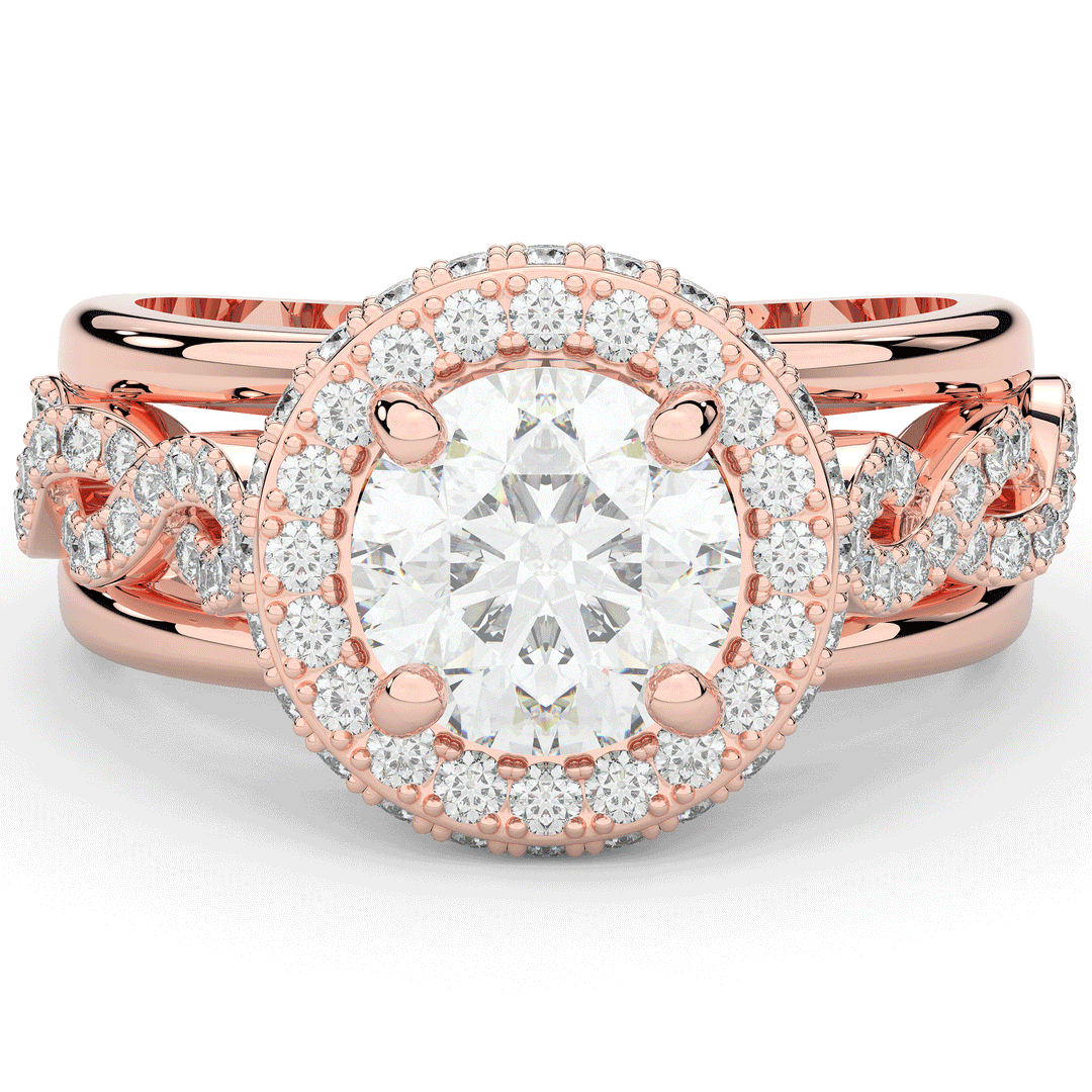2.85CT.TW ROUND LAB DIAMOND HALO TWO TONE ENGAGEMENT RING - Nazarelle