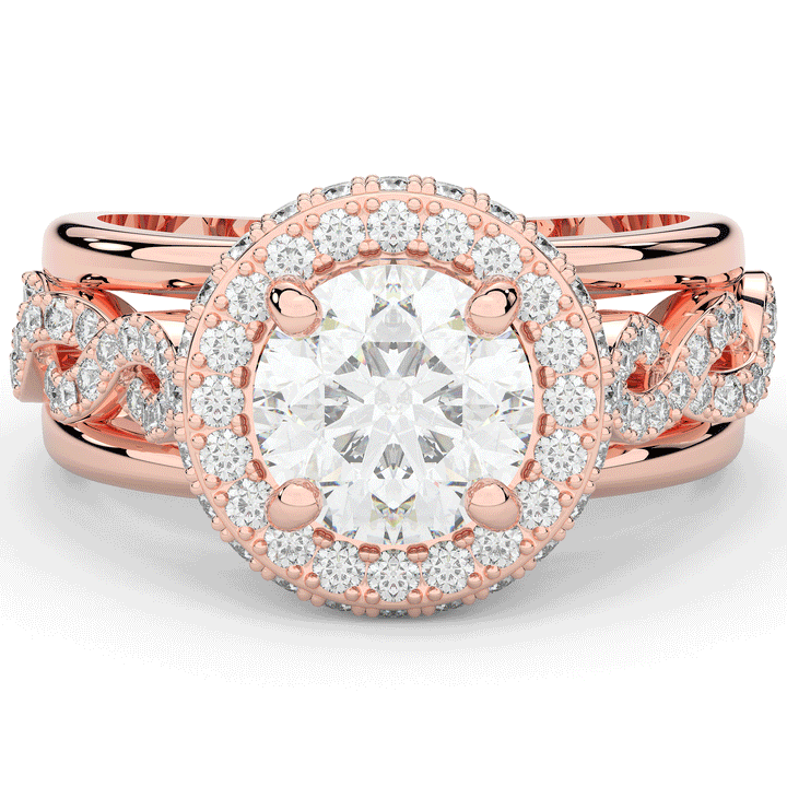 2.85CT.TW ROUND LAB DIAMOND HALO TWO TONE ENGAGEMENT RING - Nazarelle