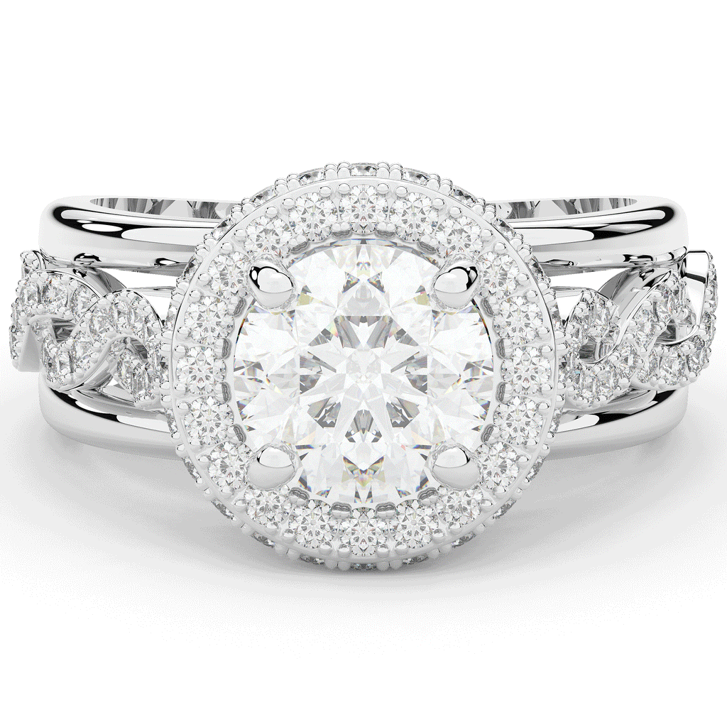 2.85CT.TW ROUND LAB DIAMOND HALO TWO TONE ENGAGEMENT RING - Nazarelle
