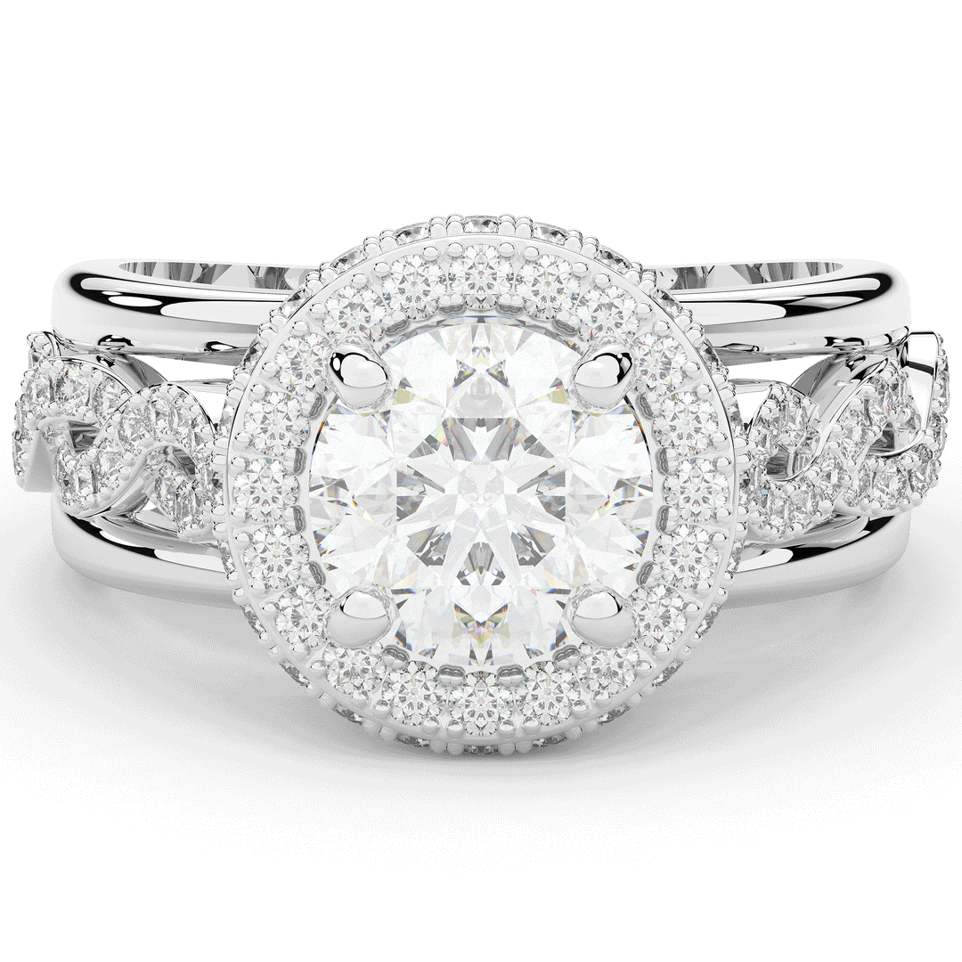 2.85CT.TW ROUND LAB DIAMOND HALO TWO TONE ENGAGEMENT RING - Nazarelle