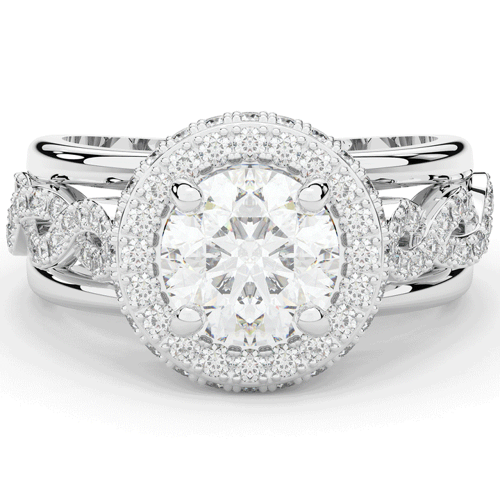 2.85CT.TW ROUND LAB DIAMOND HALO TWO TONE ENGAGEMENT RING - Nazarelle