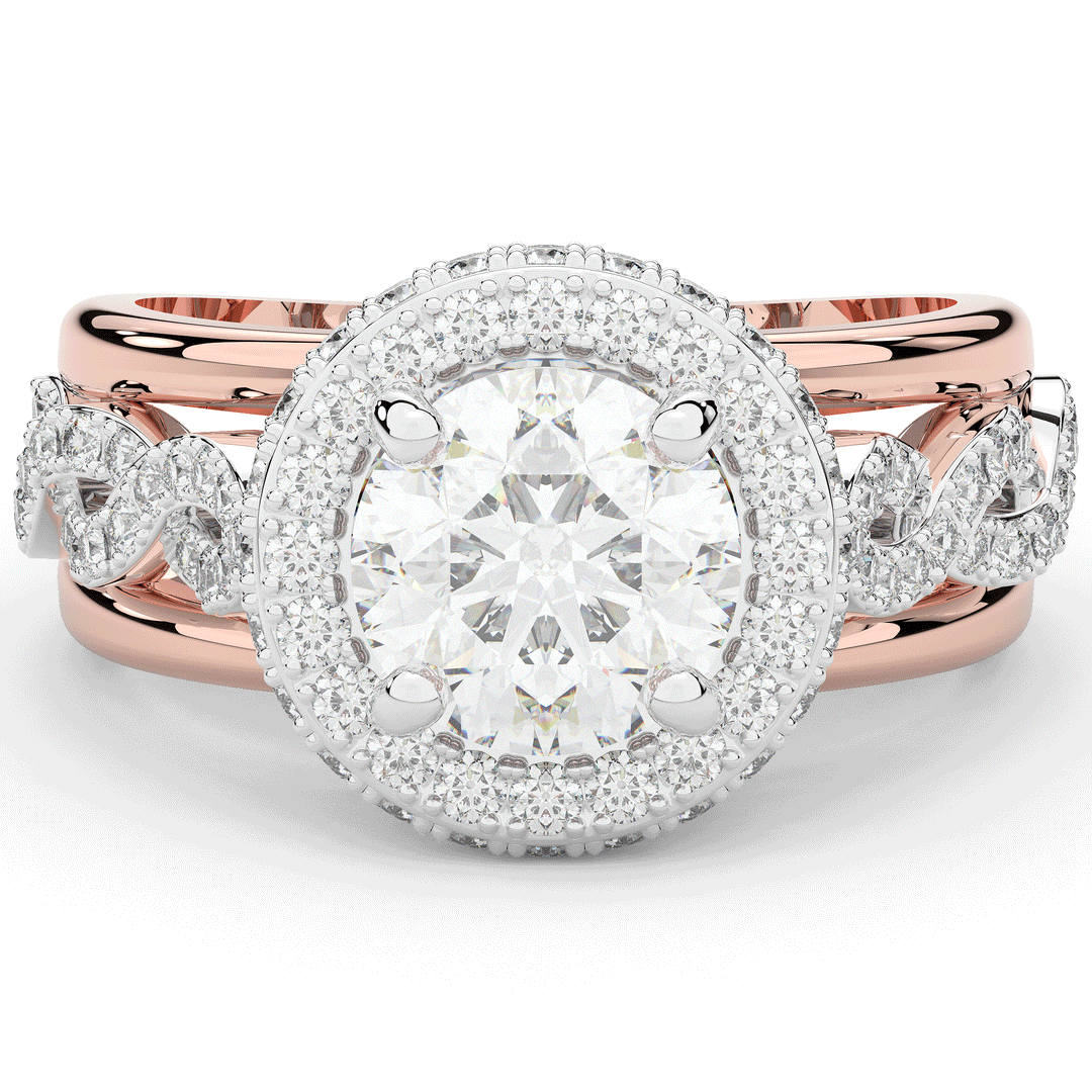 2.85CT.TW ROUND LAB DIAMOND HALO TWO TONE ENGAGEMENT RING - Nazarelle