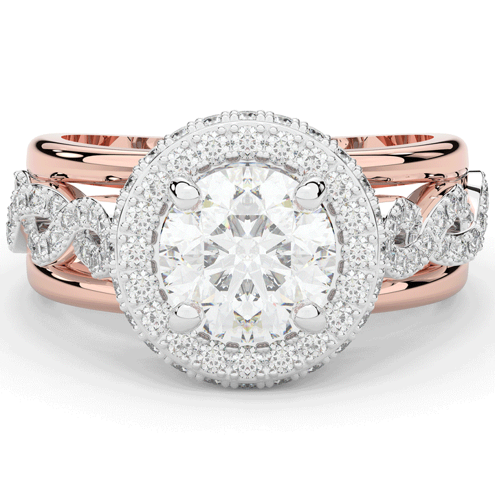 2.85CT.TW ROUND LAB DIAMOND HALO TWO TONE ENGAGEMENT RING - Nazarelle