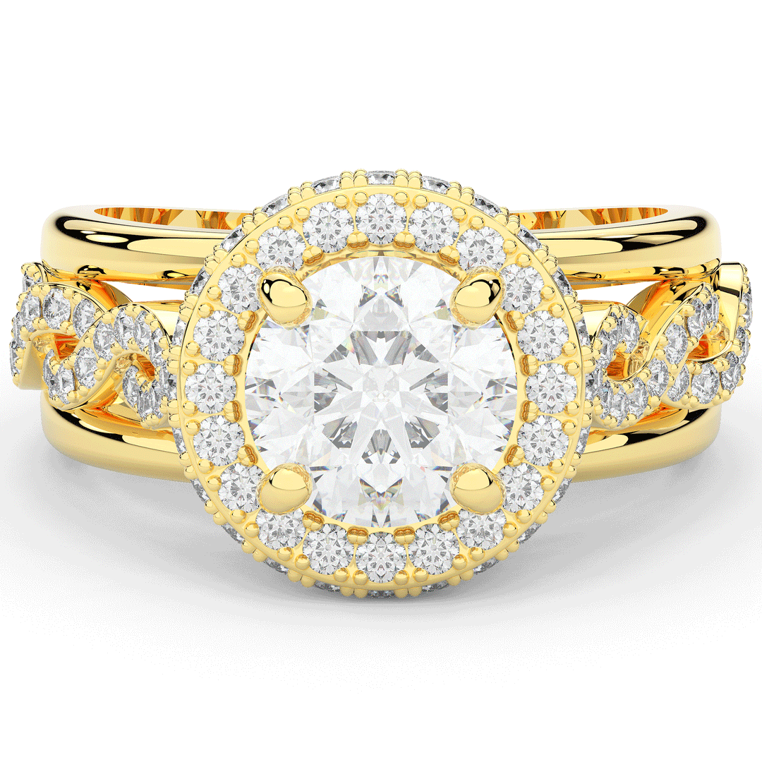 2.85CT.TW ROUND LAB DIAMOND HALO TWO TONE ENGAGEMENT RING - Nazarelle