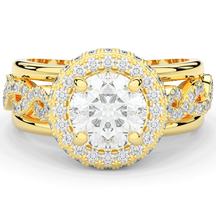 2.85CT.TW ROUND LAB DIAMOND HALO TWO TONE ENGAGEMENT RING - Nazarelle