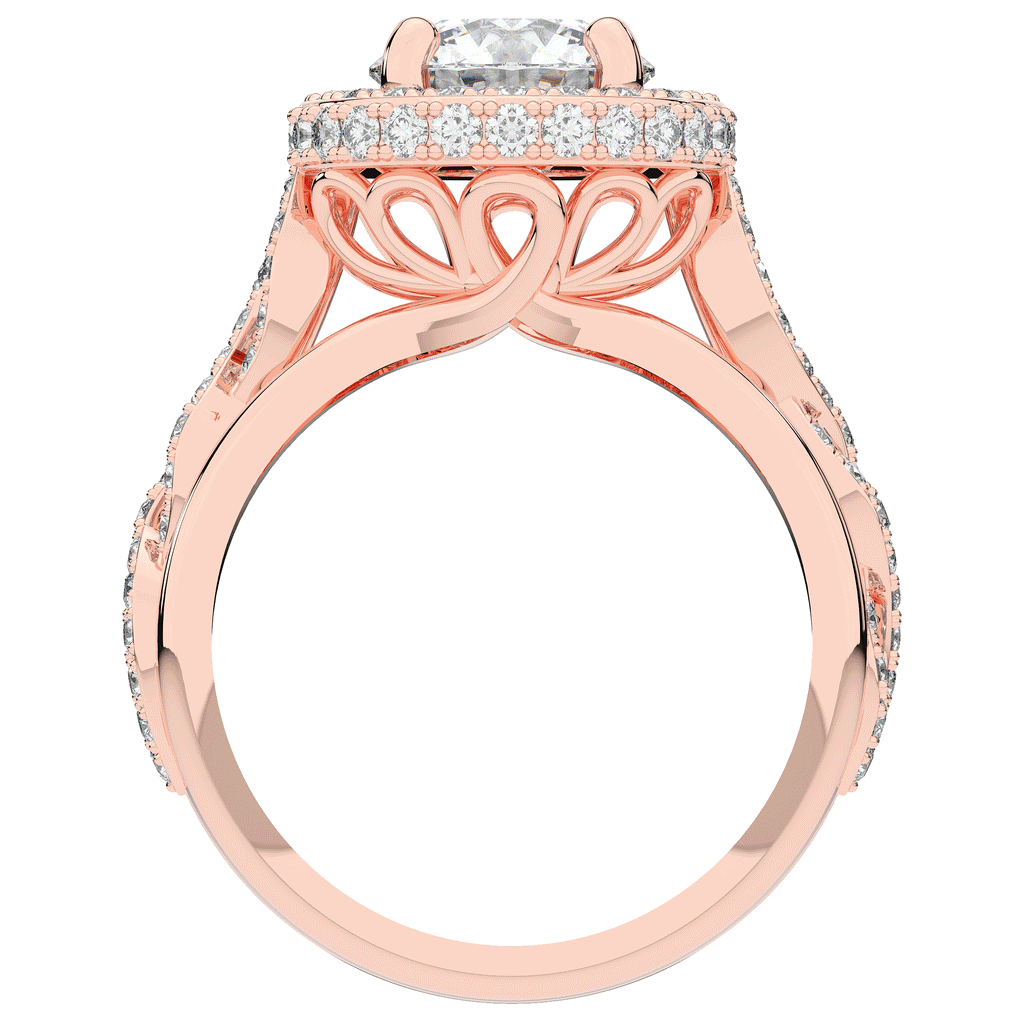 2.85CT.TW ROUND LAB DIAMOND HALO TWO TONE ENGAGEMENT RING - Nazarelle