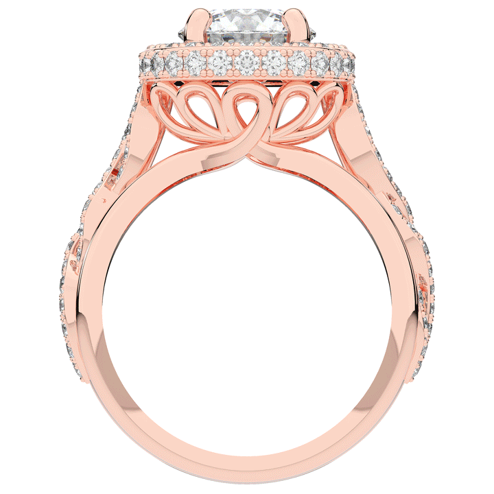 2.85CT.TW ROUND LAB DIAMOND HALO TWO TONE ENGAGEMENT RING - Nazarelle