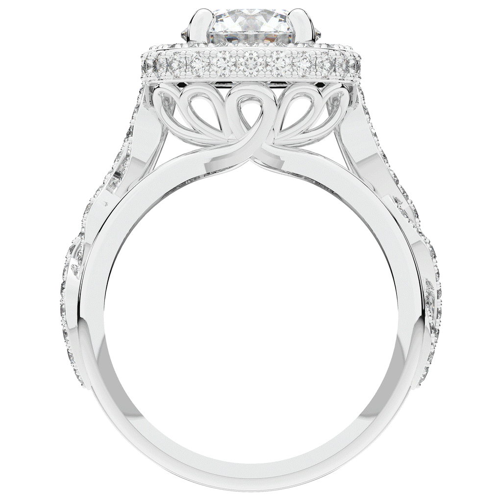 2.85CT.TW ROUND LAB DIAMOND HALO TWO TONE ENGAGEMENT RING - Nazarelle