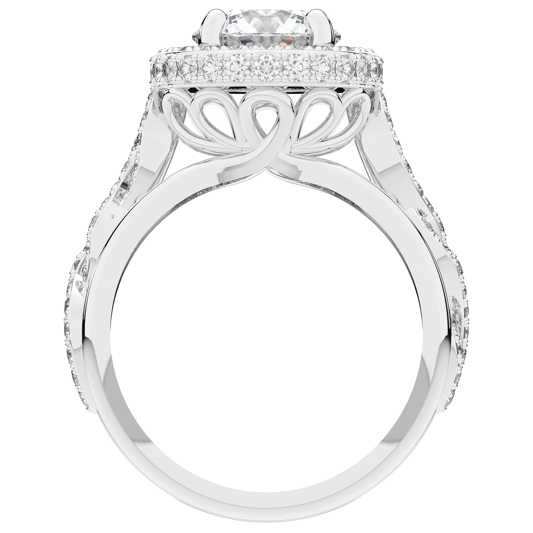 2.85CT.TW ROUND LAB DIAMOND HALO TWO TONE ENGAGEMENT RING - Nazarelle