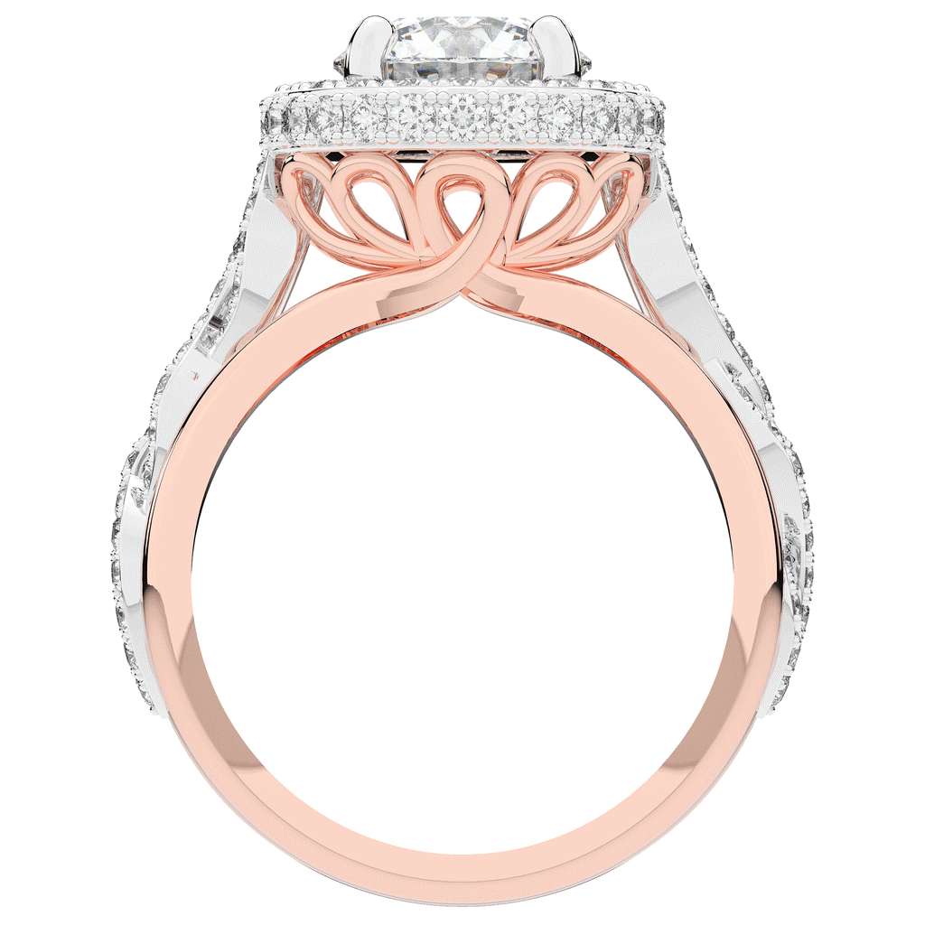2.85CT.TW ROUND LAB DIAMOND HALO TWO TONE ENGAGEMENT RING - Nazarelle