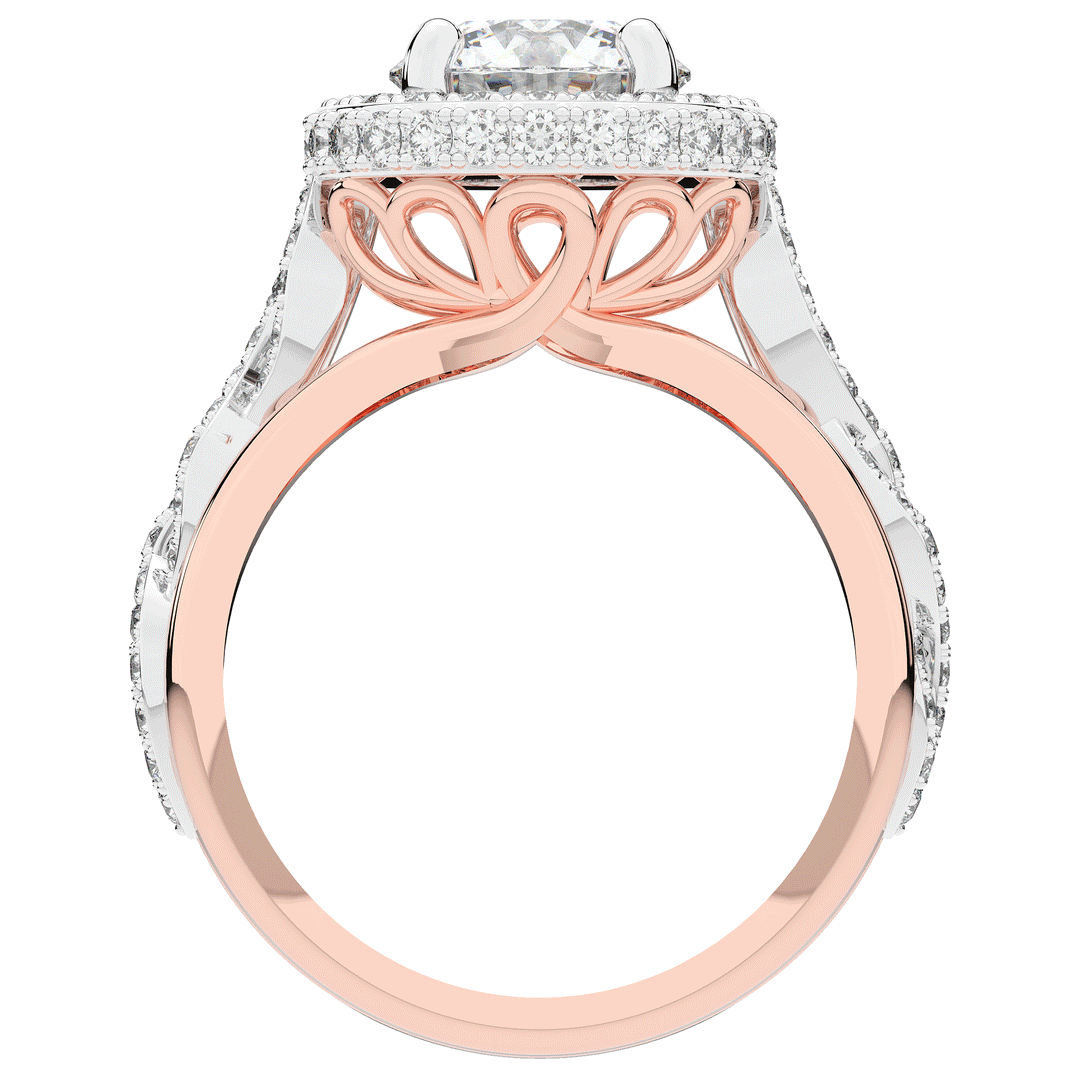 2.85CT.TW ROUND LAB DIAMOND HALO TWO TONE ENGAGEMENT RING - Nazarelle