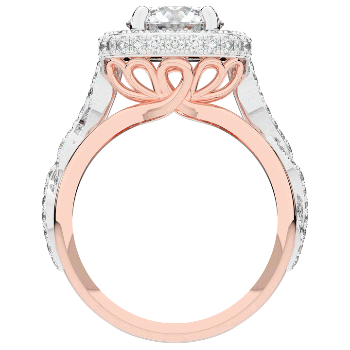 2.85CT.TW ROUND LAB DIAMOND HALO TWO TONE ENGAGEMENT RING - Nazarelle