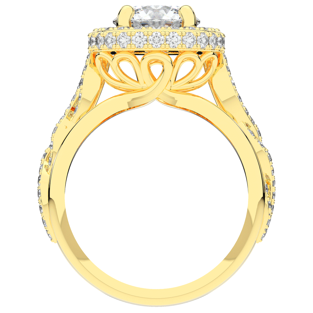 2.85CT.TW ROUND LAB DIAMOND HALO TWO TONE ENGAGEMENT RING - Nazarelle