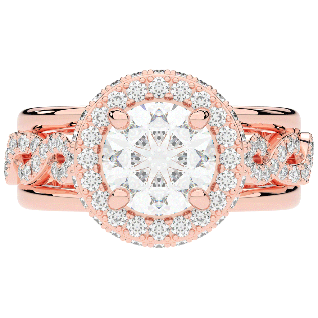 2.85CT.TW ROUND LAB DIAMOND HALO TWO TONE ENGAGEMENT RING - Nazarelle