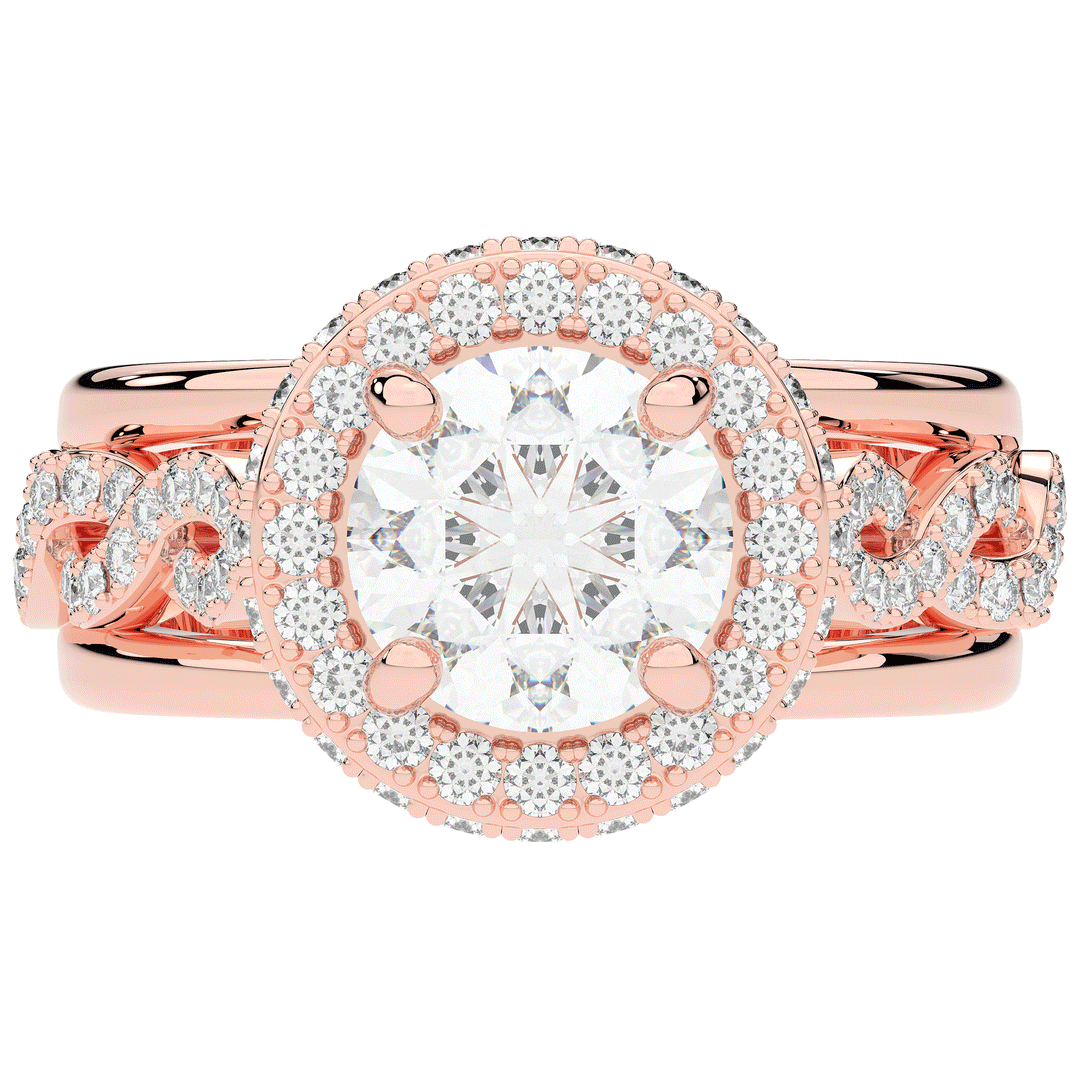 2.85CT.TW ROUND LAB DIAMOND HALO TWO TONE ENGAGEMENT RING - Nazarelle