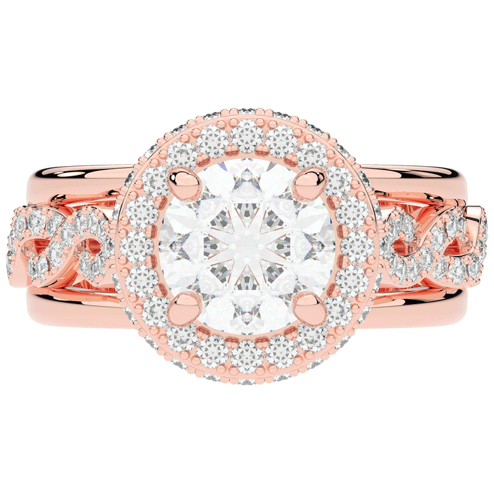2.85CT.TW ROUND LAB DIAMOND HALO TWO TONE ENGAGEMENT RING - Nazarelle