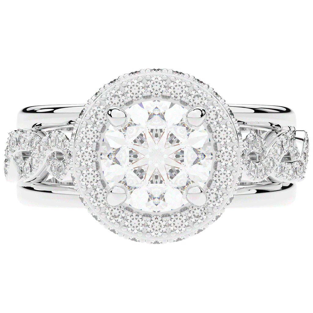 2.85CT.TW ROUND LAB DIAMOND HALO TWO TONE ENGAGEMENT RING - Nazarelle