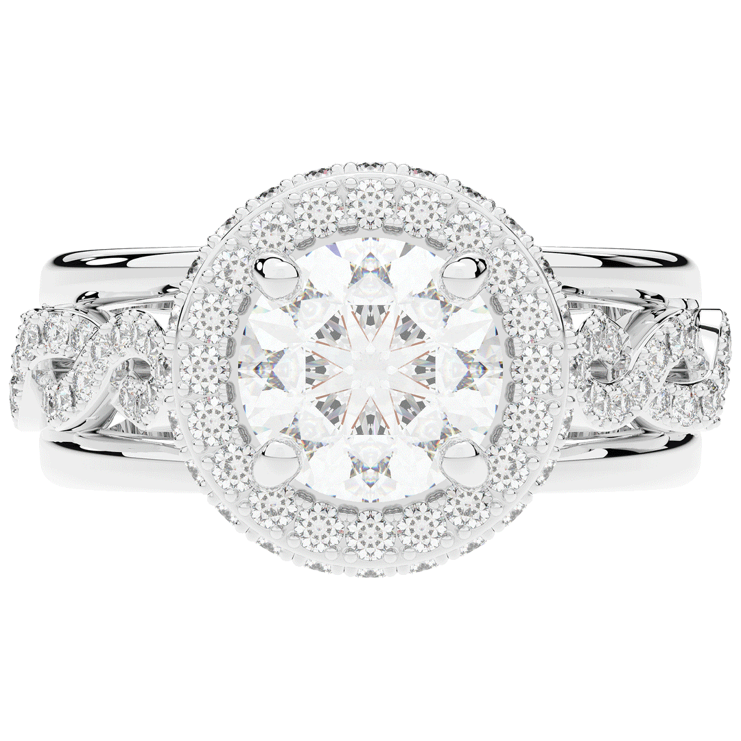 2.85CT.TW ROUND LAB DIAMOND HALO TWO TONE ENGAGEMENT RING - Nazarelle