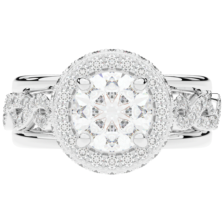 2.85CT.TW ROUND LAB DIAMOND HALO TWO TONE ENGAGEMENT RING - Nazarelle