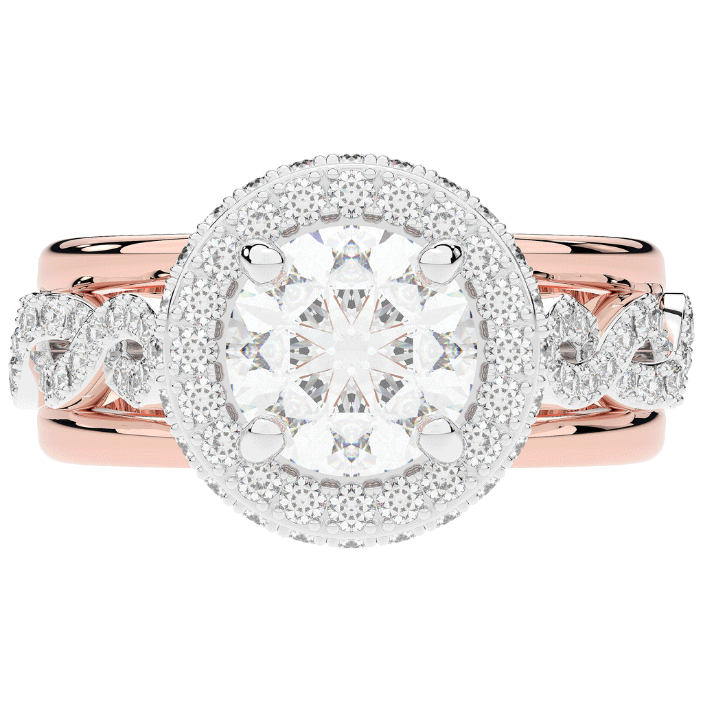 2.85CT.TW ROUND LAB DIAMOND HALO TWO TONE ENGAGEMENT RING - Nazarelle