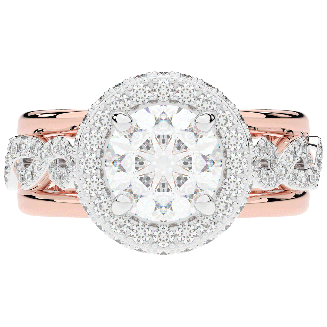 2.85CT.TW ROUND LAB DIAMOND HALO TWO TONE ENGAGEMENT RING - Nazarelle