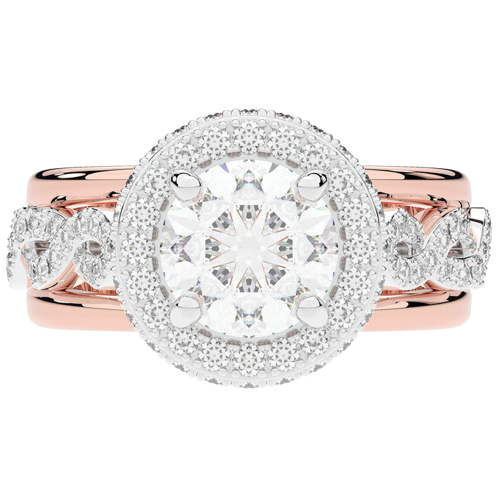 2.85CT.TW ROUND LAB DIAMOND HALO TWO TONE ENGAGEMENT RING - Nazarelle