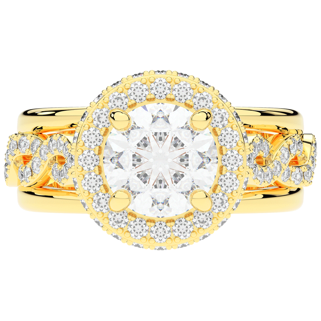 2.85CT.TW ROUND LAB DIAMOND HALO TWO TONE ENGAGEMENT RING - Nazarelle