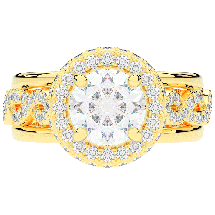 2.85CT.TW ROUND LAB DIAMOND HALO TWO TONE ENGAGEMENT RING - Nazarelle