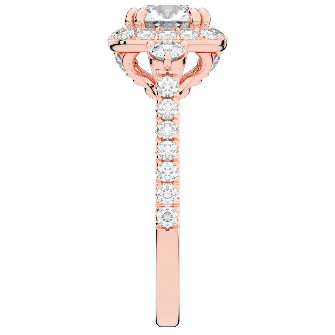 1.75CT.TW ROUND LAB DIAMOND HALO ENGAGEMENT RING - Nazarelle