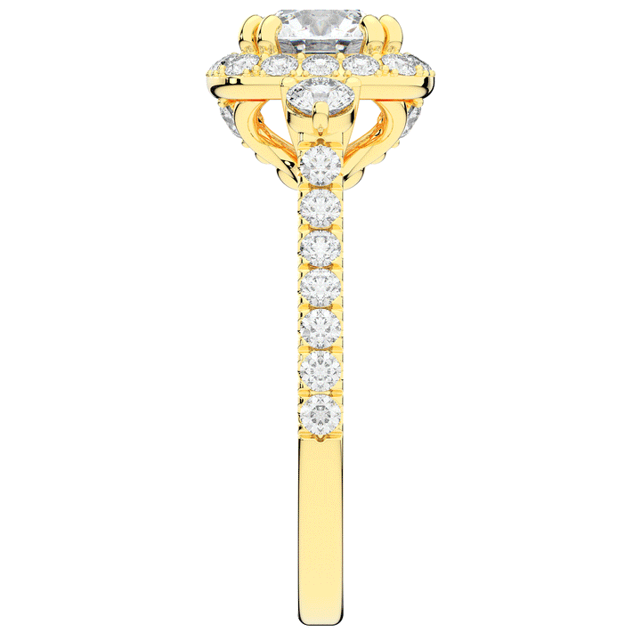 1.75CT.TW ROUND LAB DIAMOND HALO ENGAGEMENT RING - Nazarelle