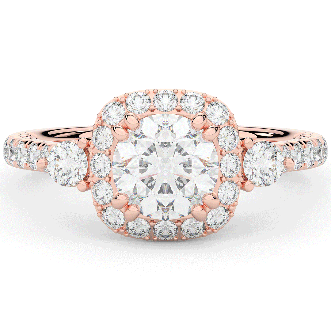1.75CT.TW ROUND LAB DIAMOND HALO ENGAGEMENT RING - Nazarelle