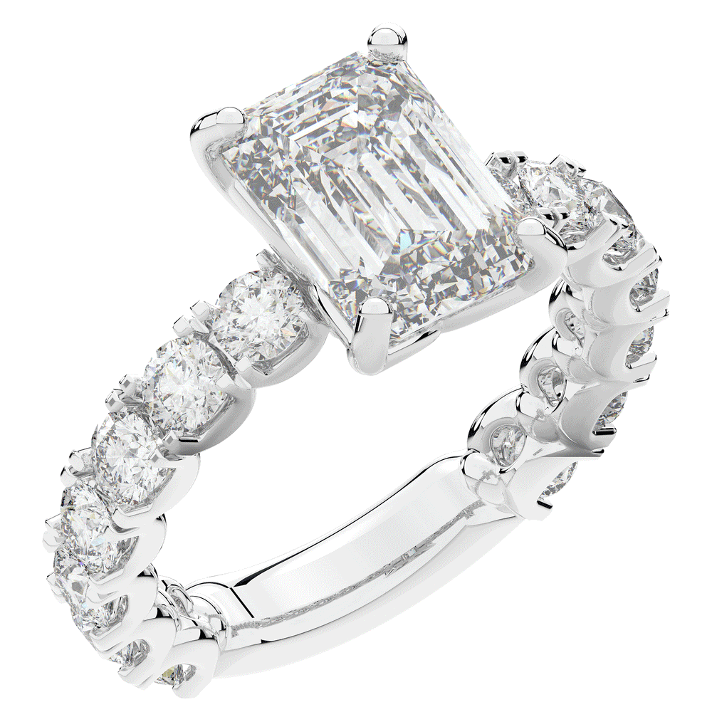 4.35CT.TW EMERALD CUT LAB DIAMOND ENGAGEMENT RING - Nazarelle