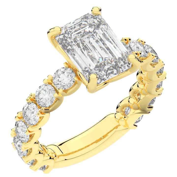 4.35CT.TW EMERALD CUT LAB DIAMOND ENGAGEMENT RING - Nazarelle