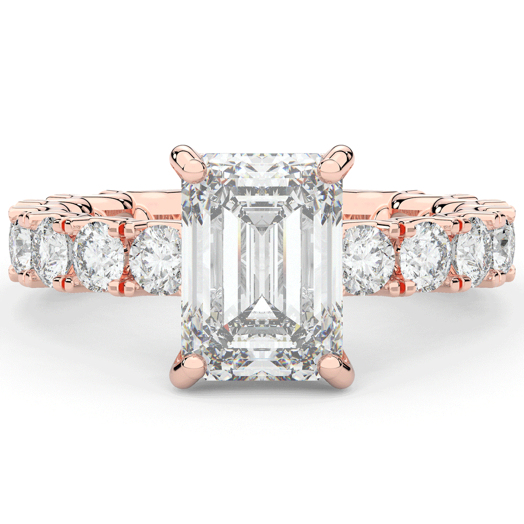 4.35CT.TW EMERALD CUT LAB DIAMOND ENGAGEMENT RING - Nazarelle