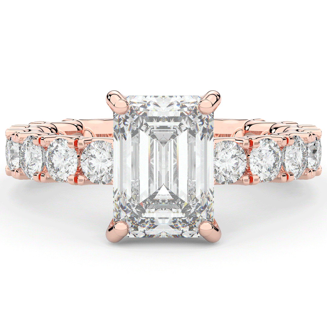4.35CT.TW EMERALD CUT LAB DIAMOND ENGAGEMENT RING - Nazarelle