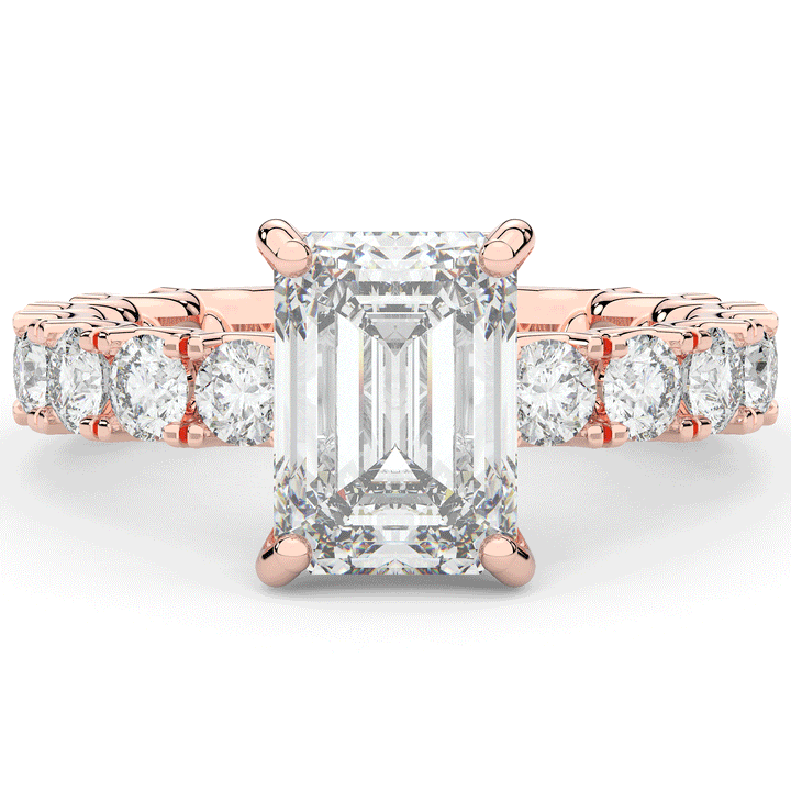4.35CT.TW EMERALD CUT LAB DIAMOND ENGAGEMENT RING - Nazarelle