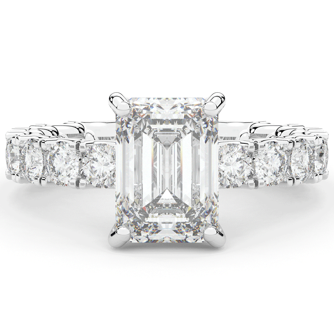 4.35CT.TW EMERALD CUT LAB DIAMOND ENGAGEMENT RING - Nazarelle