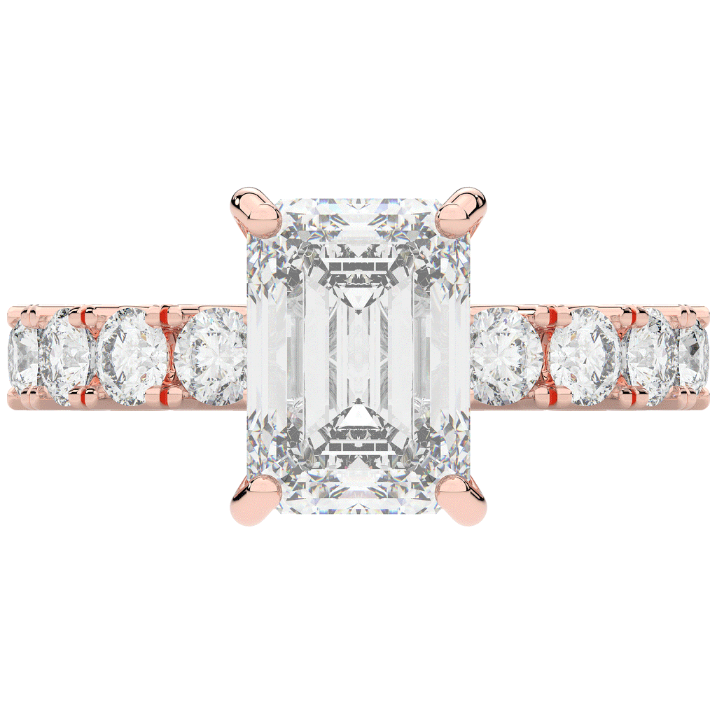 4.35CT.TW EMERALD CUT LAB DIAMOND ENGAGEMENT RING - Nazarelle