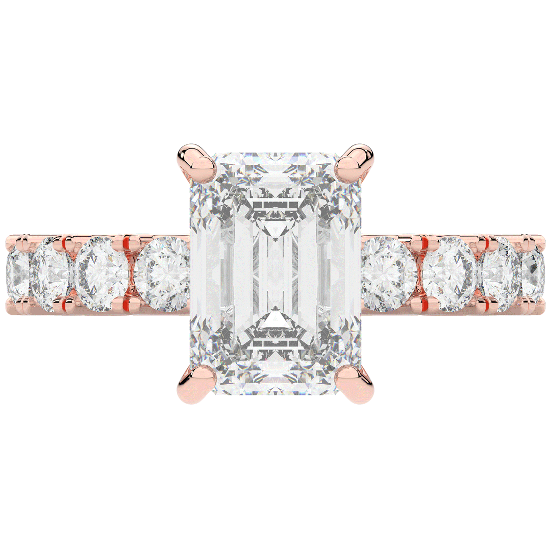 4.35CT.TW EMERALD CUT LAB DIAMOND ENGAGEMENT RING - Nazarelle