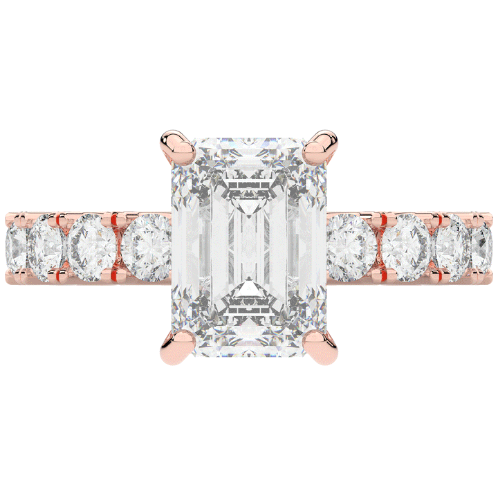 4.35CT.TW EMERALD CUT LAB DIAMOND ENGAGEMENT RING - Nazarelle